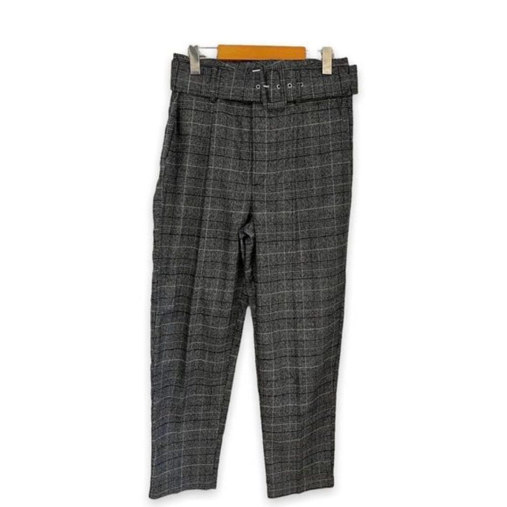 Another?story grey plaid?belted pants size 9